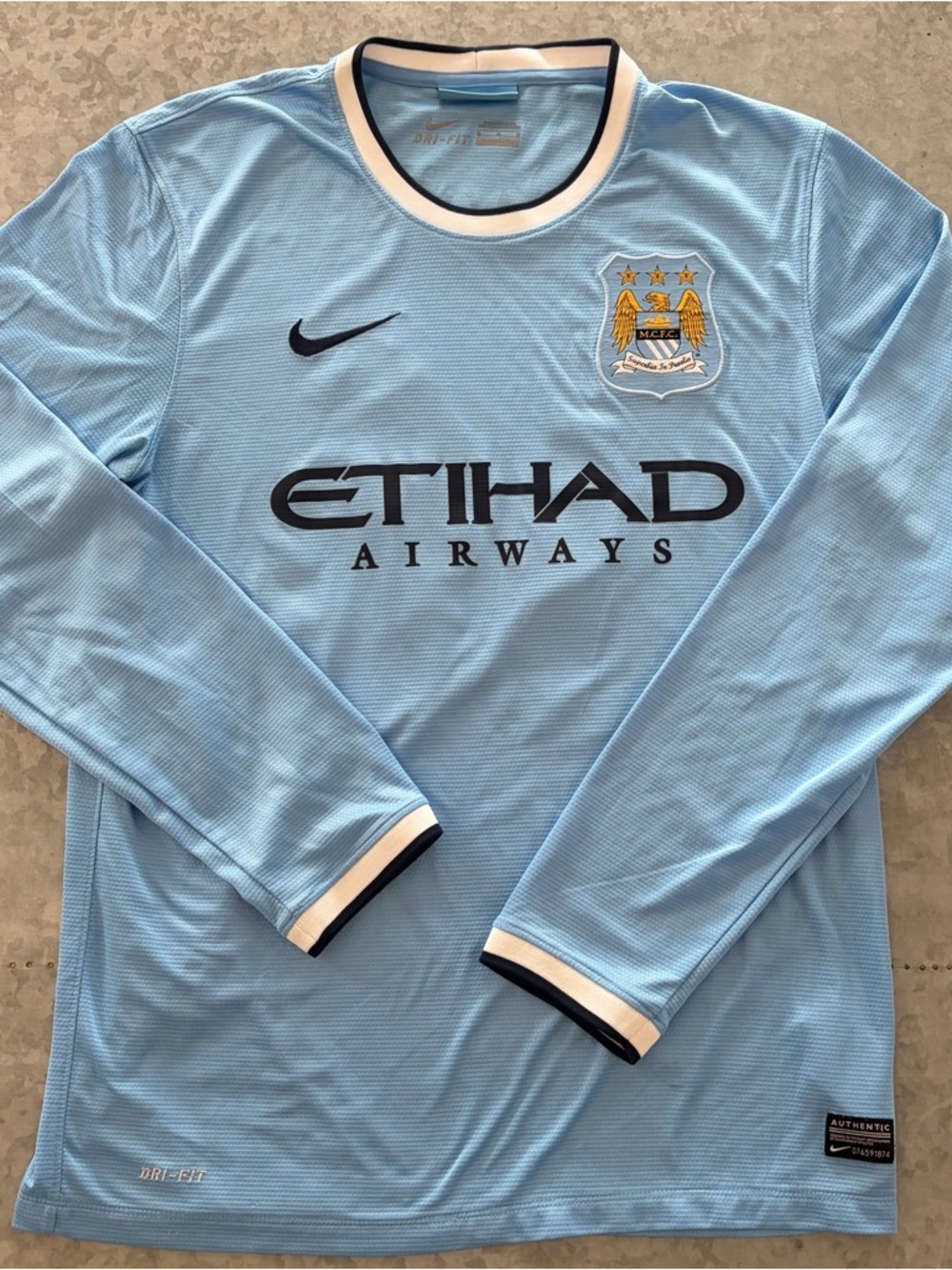 Nike Manchester City 2013/2014 Home Jersey, Long Sleeve, MEDIUM
